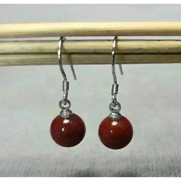 Vintage Sterling Silver & Agate Dangle Drop Earrings Pierced .925 Southwestern - Picture 4 of 6